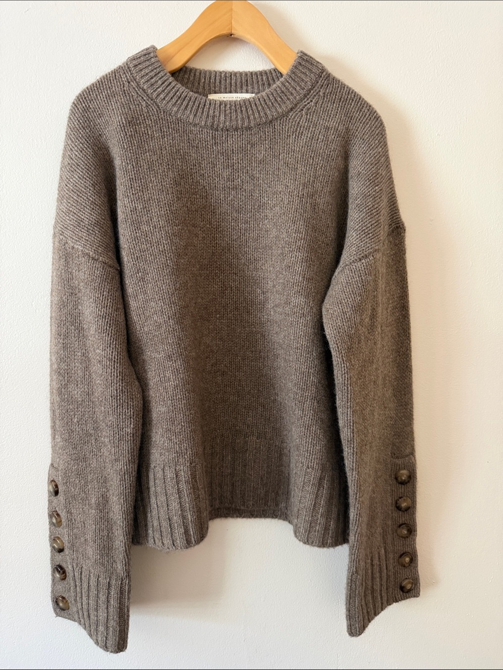 Sezane Dylan Jumper in Dark Taupe Size M - Picture 2 of 5